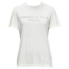 DIOR 2020 MMXX Together Apart print ecru washed cotton linen sleeve tshirt XS