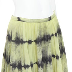 DIOR 2020 Runway yellow black tie dye pleated midi skirt FR40 L