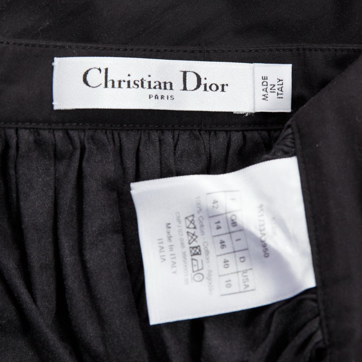 DIOR 2021 gonna midi elasticizzata in vita in cotone nero con stampa Jungling FR42 XL in vendita 3
