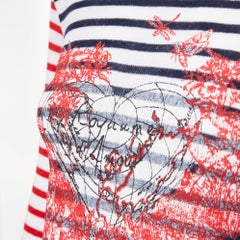 DIOR 2021 Dioramour D-Royaume d’Amour – gestreifter Strickpullover mit Herzmuster, Größe XS