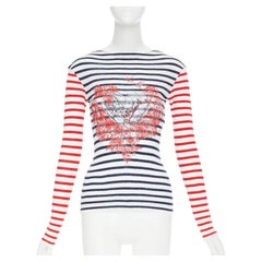 DIOR 2021 Dioramour D-Royaume dAmour striped printed heart knitted sweater XS