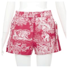 DIOR 2021 Dioriviera fuchsia red Toile de Jouy taffeta shorts FR32 XXS