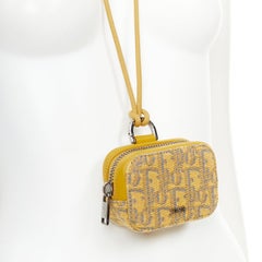 DIOR 2021 Oblique D-Touch Horizontal Nano yellow jacquard neck pouch bag