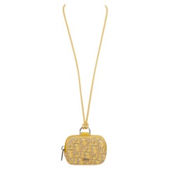 DIOR 2021 Oblique D-Touch Horizontal Nano yellow jacquard neck pouch bag