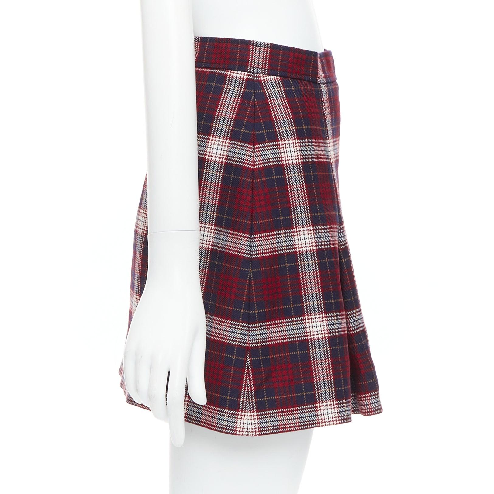 DIOR 2021 - Jupe trapèze doublée de laine vierge rouge marine FR34 XS Excellent état - En vente à Hong Kong, NT