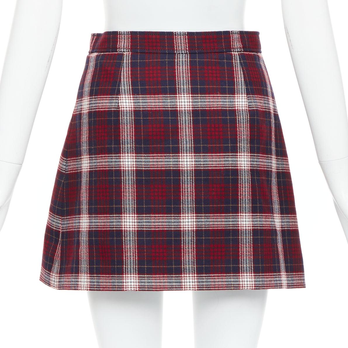 DIOR 2021 - Jupe trapèze doublée de laine vierge rouge marine FR34 XS Pour femmes en vente