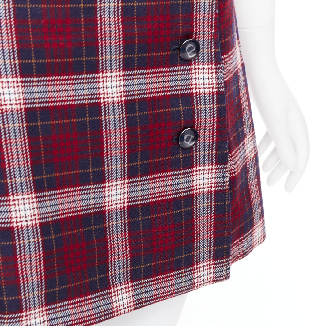 DIOR 2021 - Jupe trapèze doublée de laine vierge rouge marine FR34 XS en vente 2