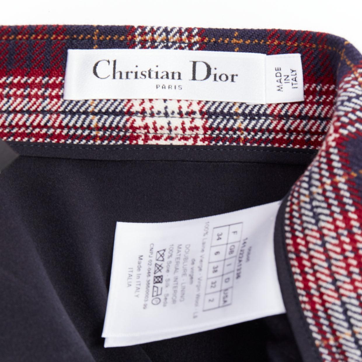 DIOR 2021 - Jupe trapèze doublée de laine vierge rouge marine FR34 XS en vente 3