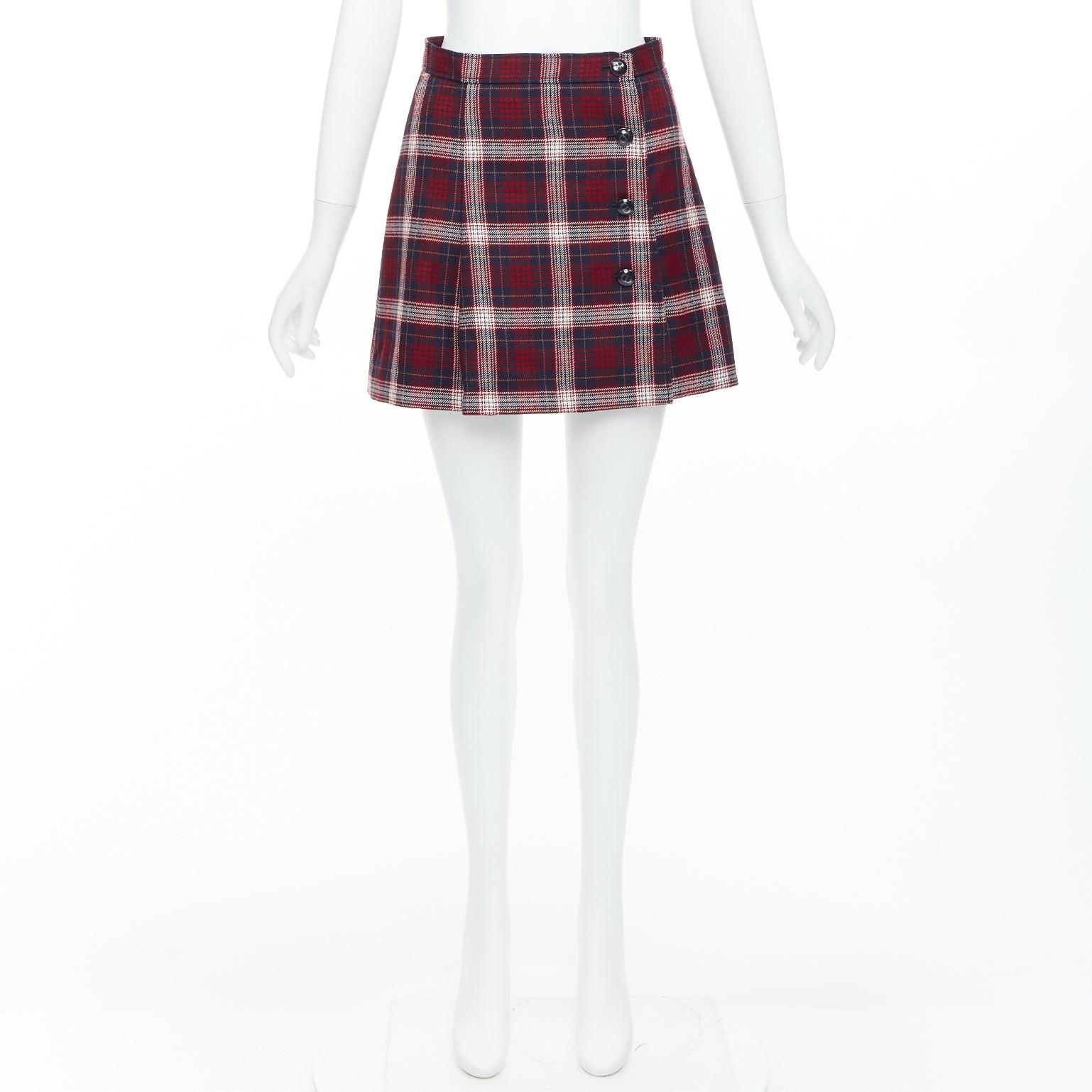 DIOR 2021 - Jupe trapèze doublée de laine vierge rouge marine FR34 XS en vente 4