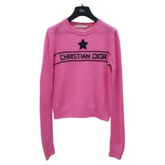 DIOR 2022 Cashmere Pink Star Logo Sweater Sz.34 Fr