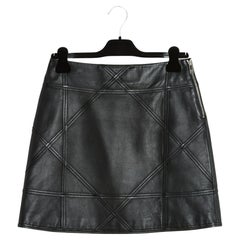 Dior 2022 Jupe FR38 Macro Cannage Gonna in pelle nera UK10 US8
