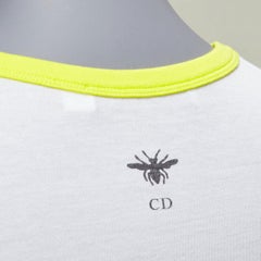 DIOR 2022 logo lion graphic print yellow cropped white cotton ringer tshirt XS