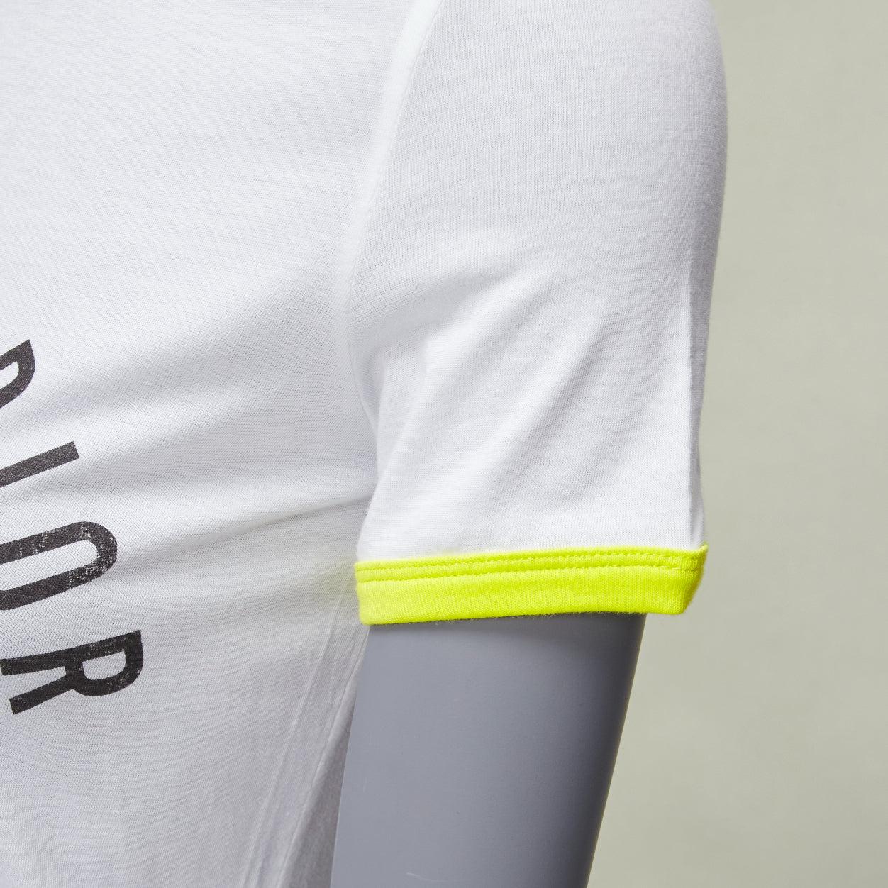 DIOR 2022 logo lion graphic print yellow cropped white cotton ringer tshirt XS For Sale 3
