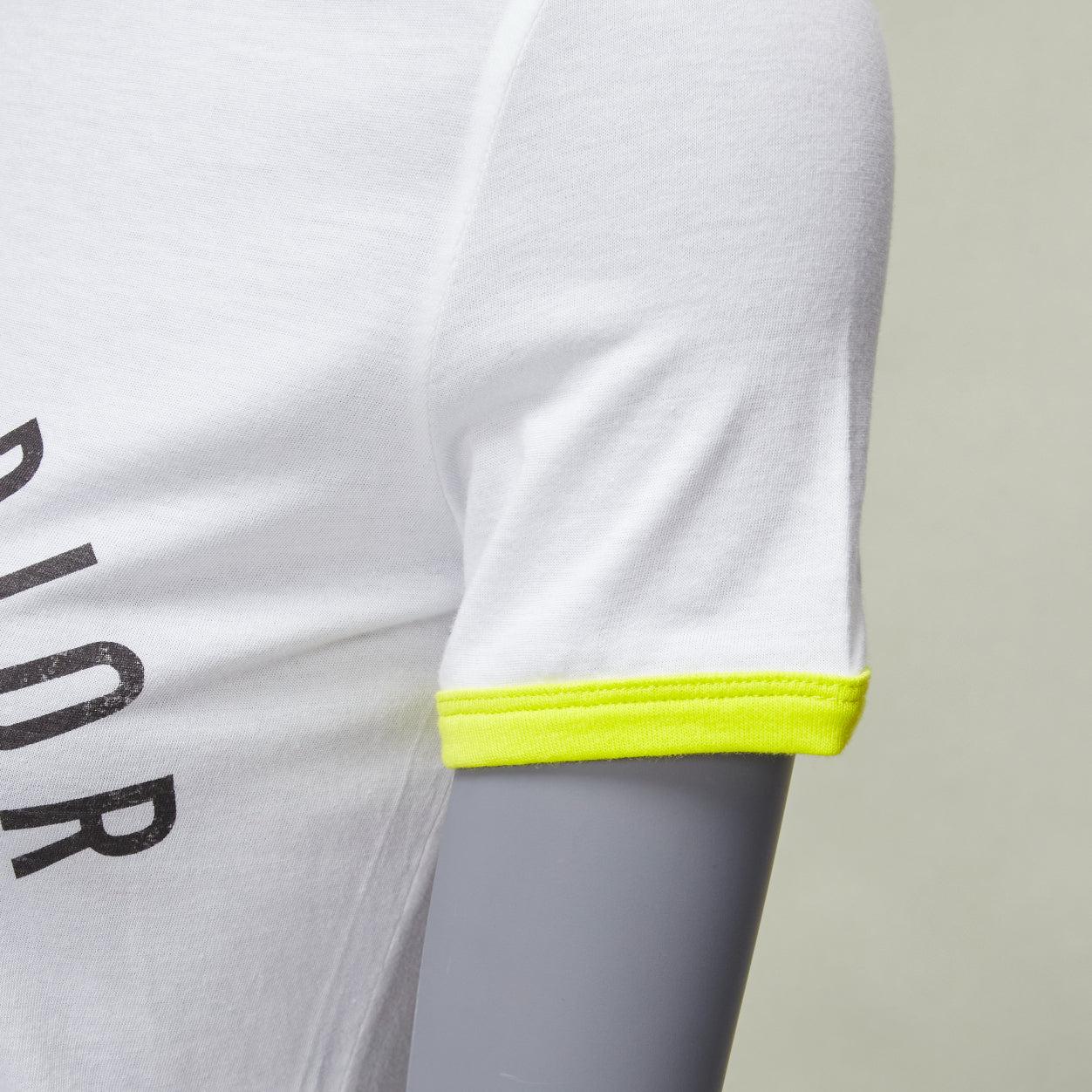 DIOR 2022 logo lion graphic print yellow cropped white cotton ringer tshirt XS en vente 4