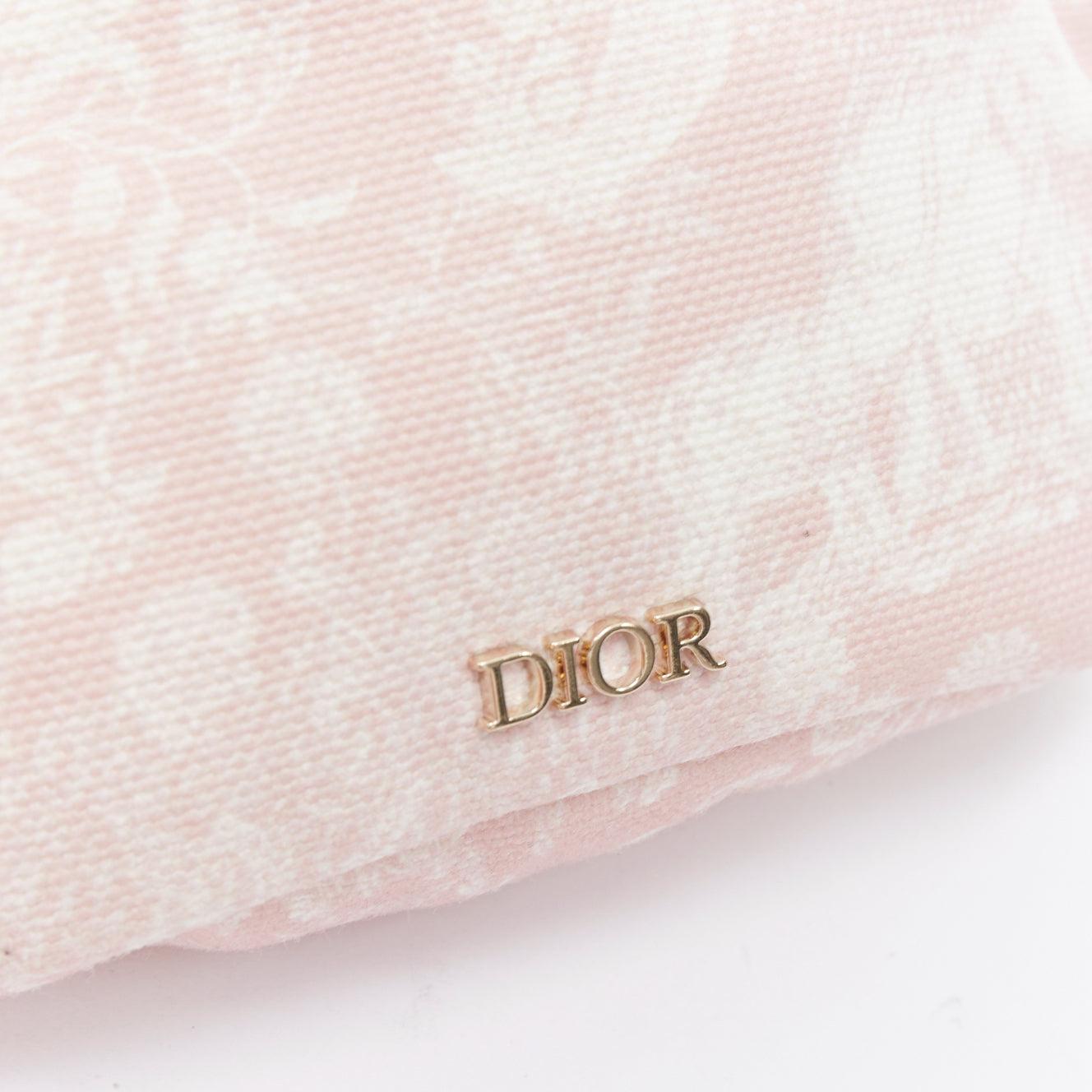 Women's DIOR 2022 pink Toile De Jouy print gold logo canvas belt bag