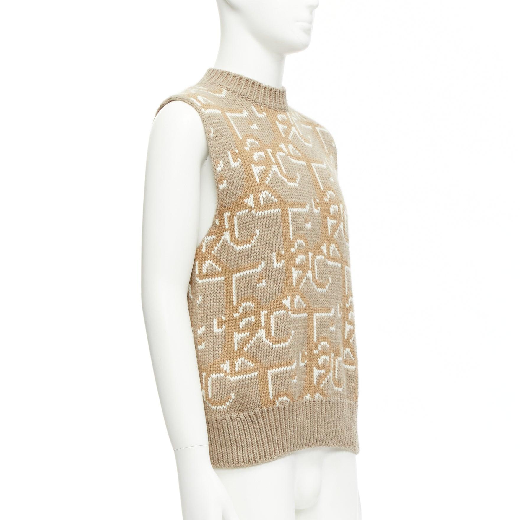 Beige DIOR 2022 Travis Scott Monogram gilet pull 100% cachemire XXS en vente