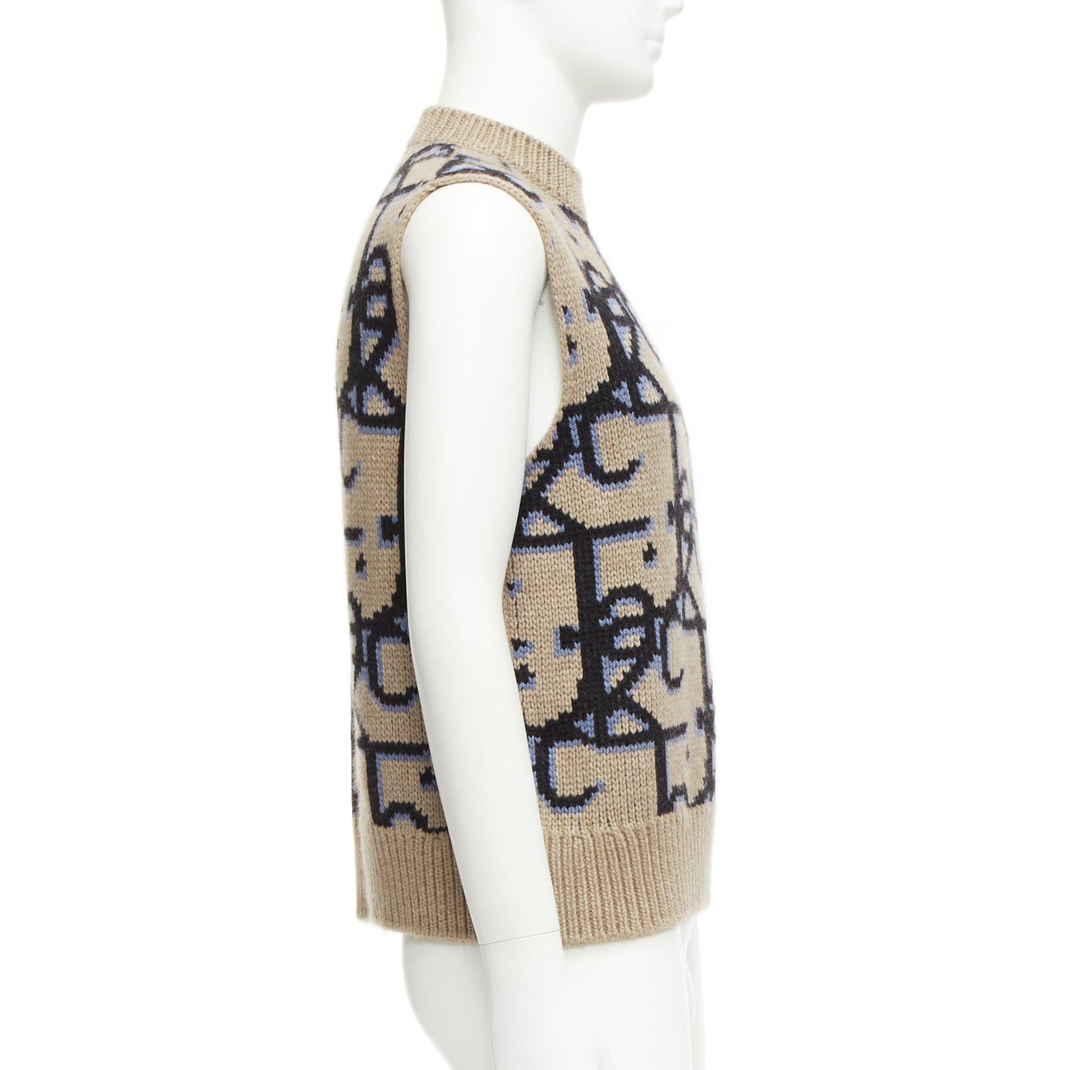 DIOR 2022 Travis Scott Cactus Jack 100% cashmere monogram sweater vest XXS In Excellent Condition For Sale In Hong Kong, NT