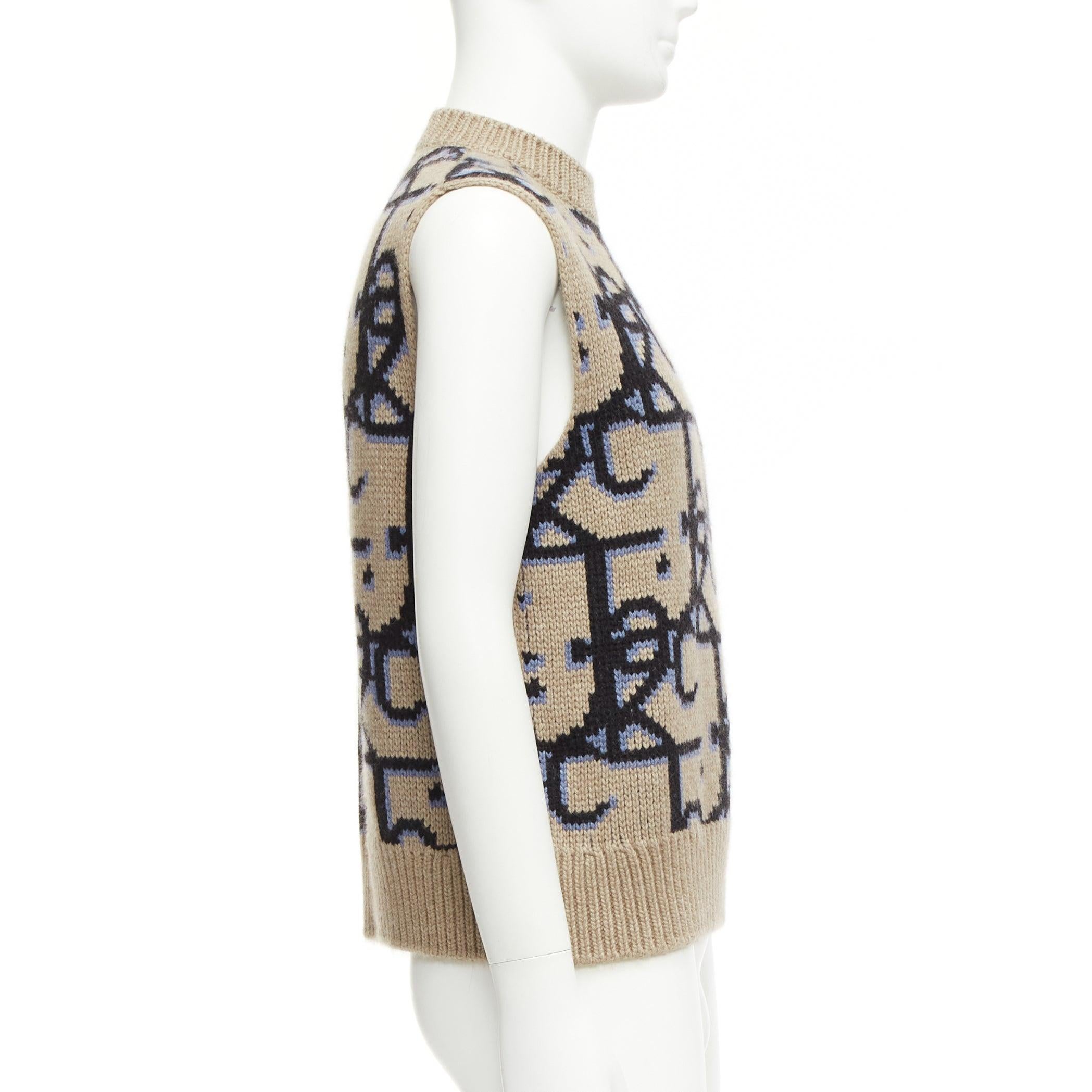 Men's DIOR 2022 Travis Scott Cactus Jack 100% cashmere monogram sweater vest XXS For Sale