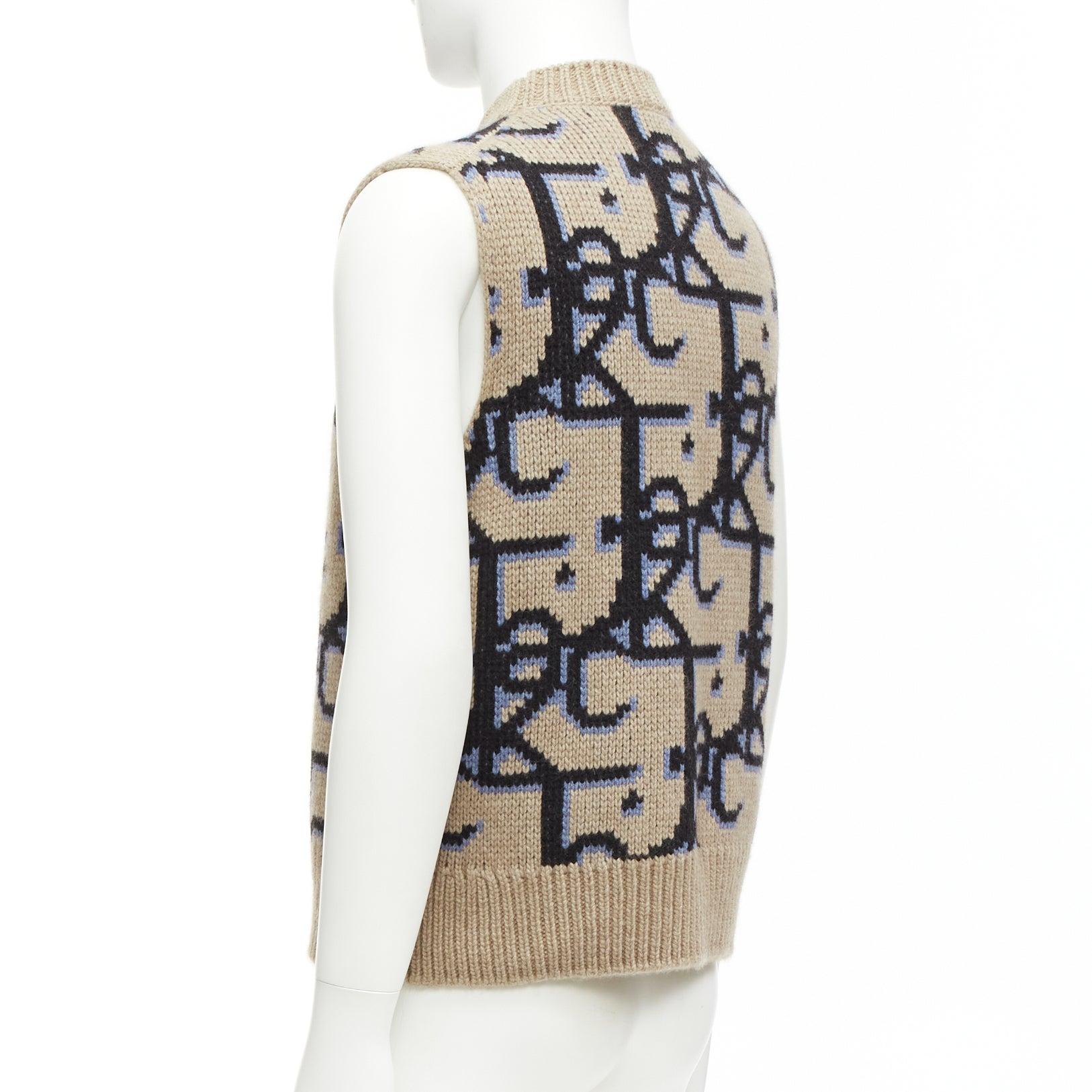 DIOR 2022 Travis Scott Cactus Jack 100% cashmere monogram sweater vest XXS For Sale 1
