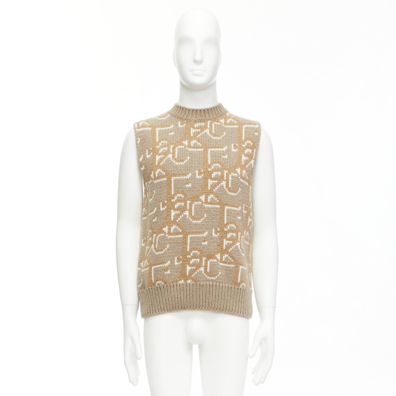 DIOR 2022 Travis Scott Monogram gilet pull 100% cachemire XXS en vente 4