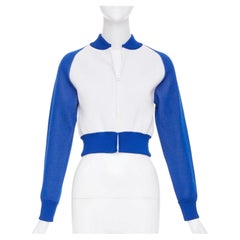 DIOR 2022 Vibe white electric blue big logo star back cropped track jacket FR34