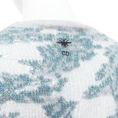 DIOR 2023  Brocart grey blue cashmere blend loose knit sweater FR34 XS