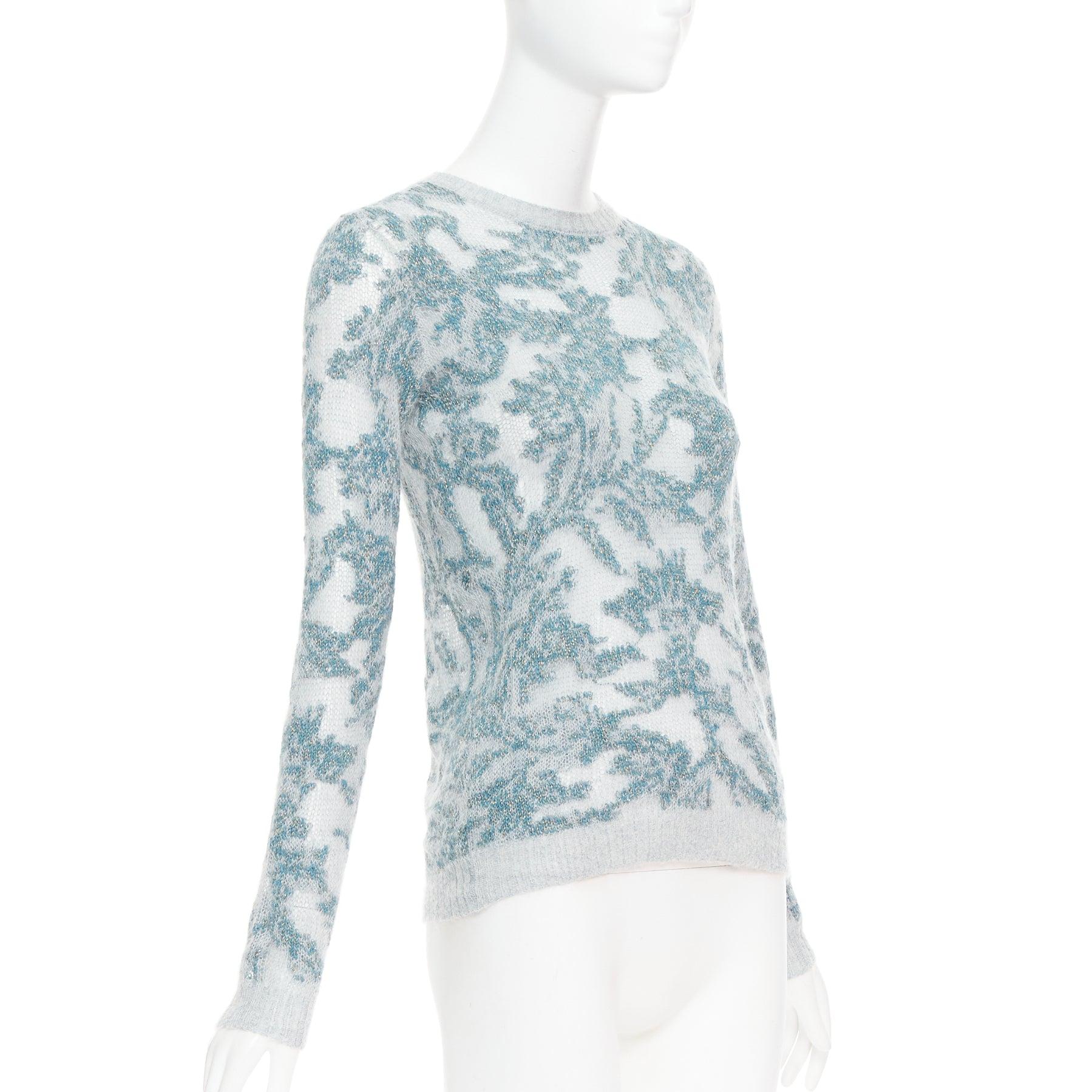 DIOR 2023  Brocart grau blau Kaschmir Mischung lose stricken Pullover FR34 XS (Grau) im Angebot