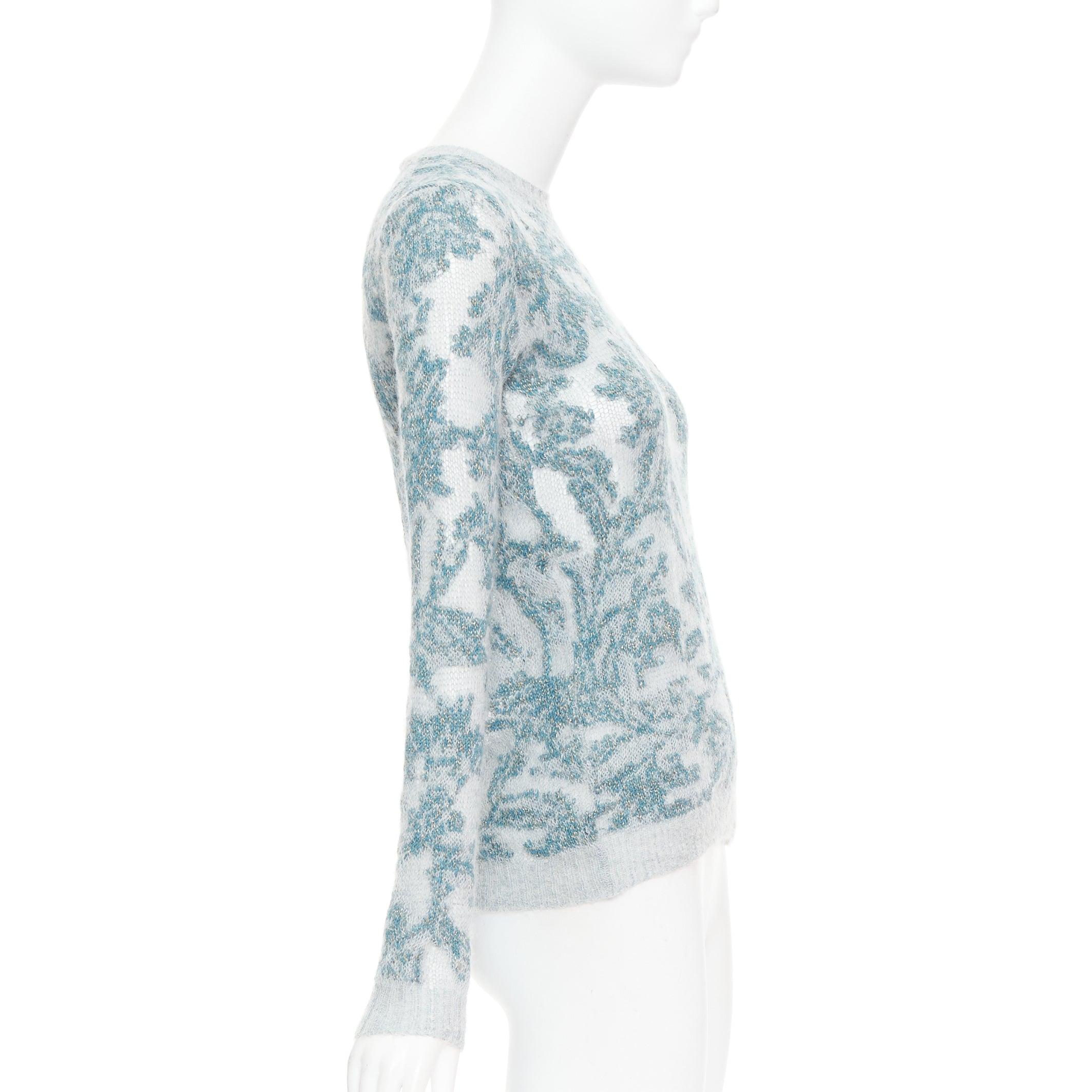 DIOR 2023  Brocart grau blau Kaschmir Mischung lose stricken Pullover FR34 XS im Zustand „Gut“ im Angebot in Hong Kong, NT