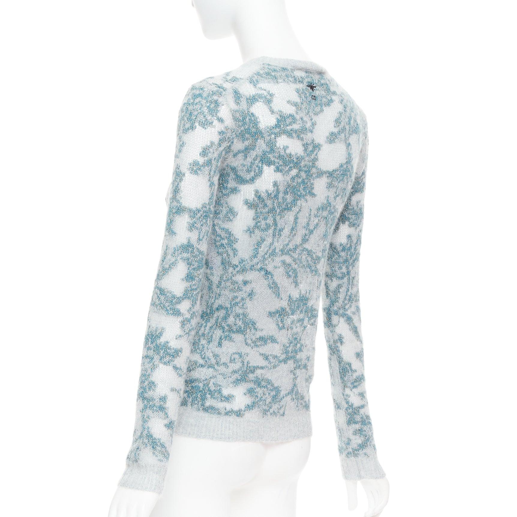 DIOR 2023  Brocart grau blau Kaschmir Mischung lose stricken Pullover FR34 XS im Angebot 1