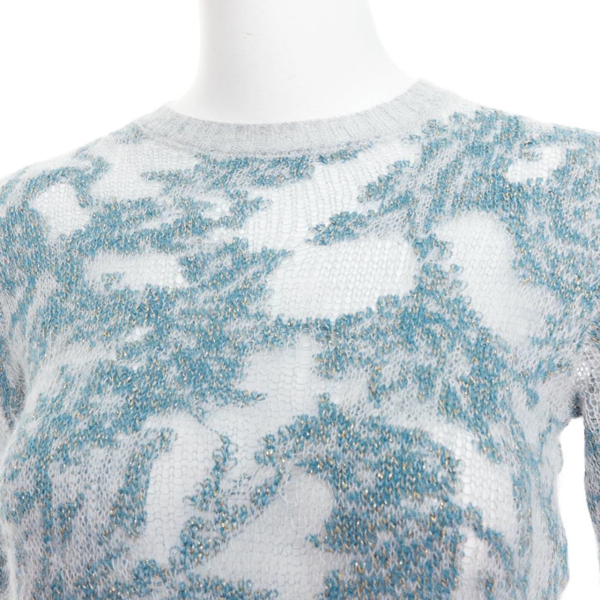 DIOR 2023  Brocart grau blau Kaschmir Mischung lose stricken Pullover FR34 XS im Angebot 2