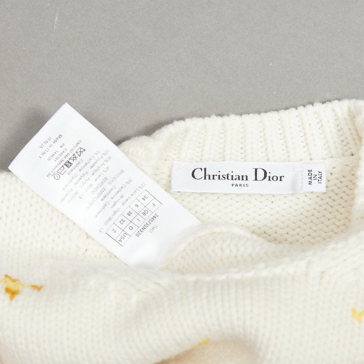 DIOR 2023 crema lana virgen cachemira Zodiaco Escorpio jersey corto FR34 XS en venta 3