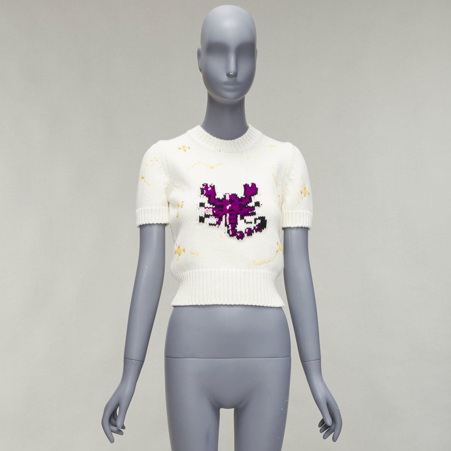 DIOR 2023 crema lana virgen cachemira Zodiaco Escorpio jersey corto FR34 XS en venta 4