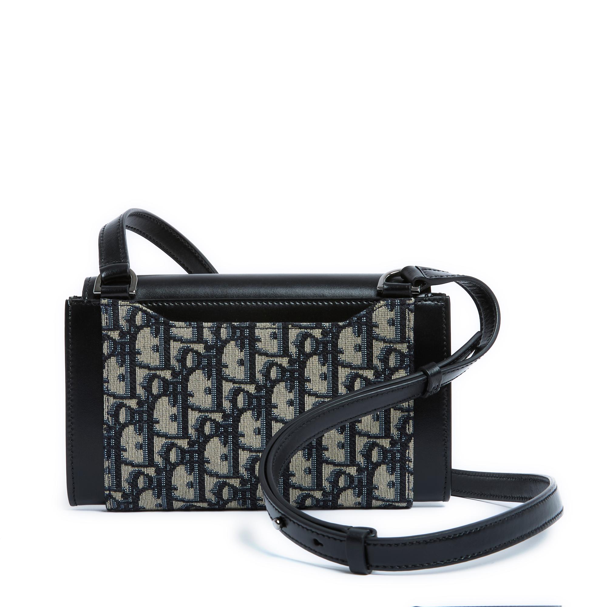 Black Dior 2023 Pochette Wallet on strap Bag Oblique Jacquard Blue Dior Bag
