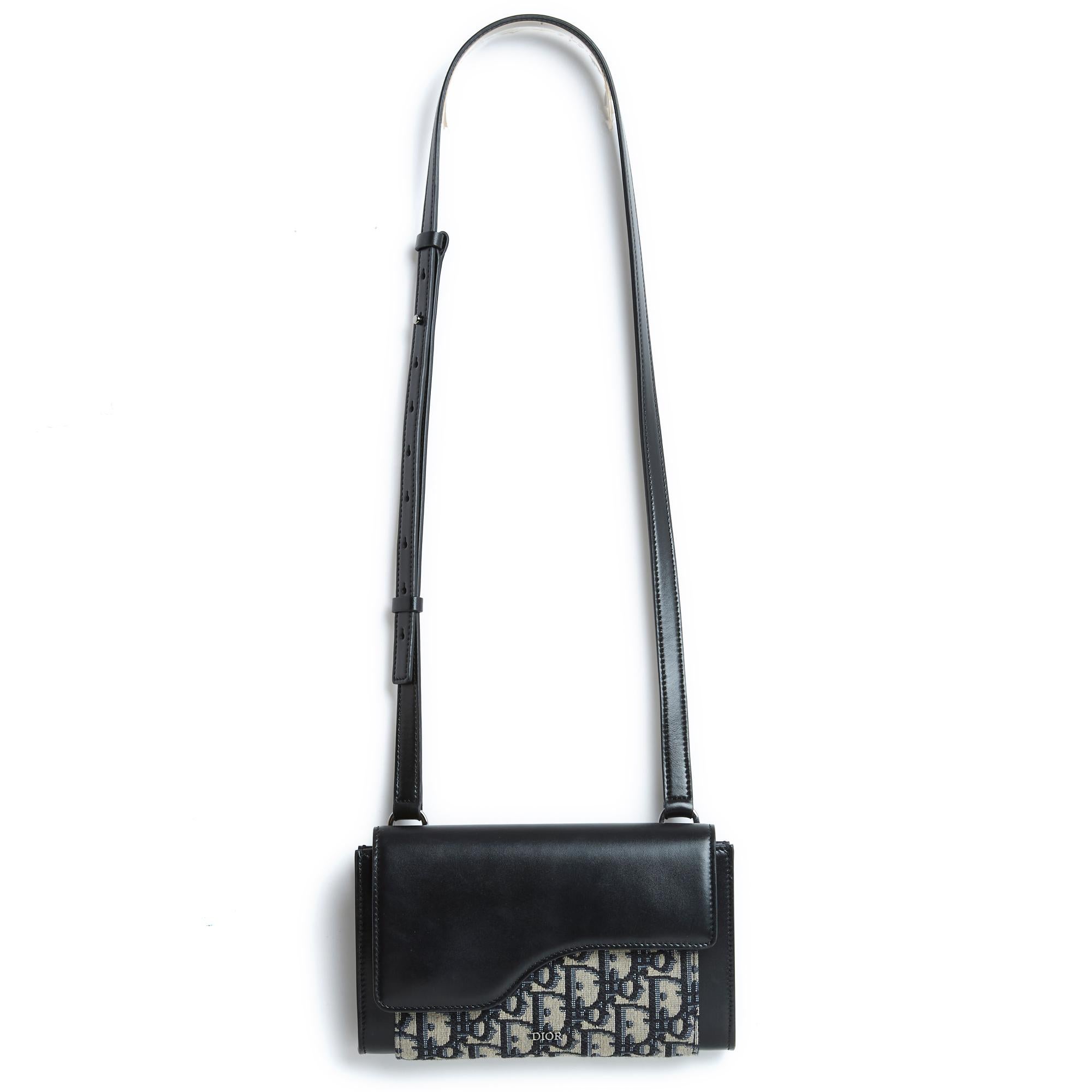 Dior 2023 Pochette Wallet on strap Bag Oblique Jacquard Blue Dior Bag 1