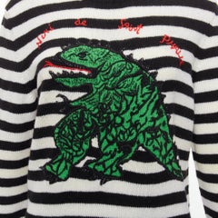 DIOR 2023 Runway 100% cashmere black white green dinosaur sweater FR38 M
