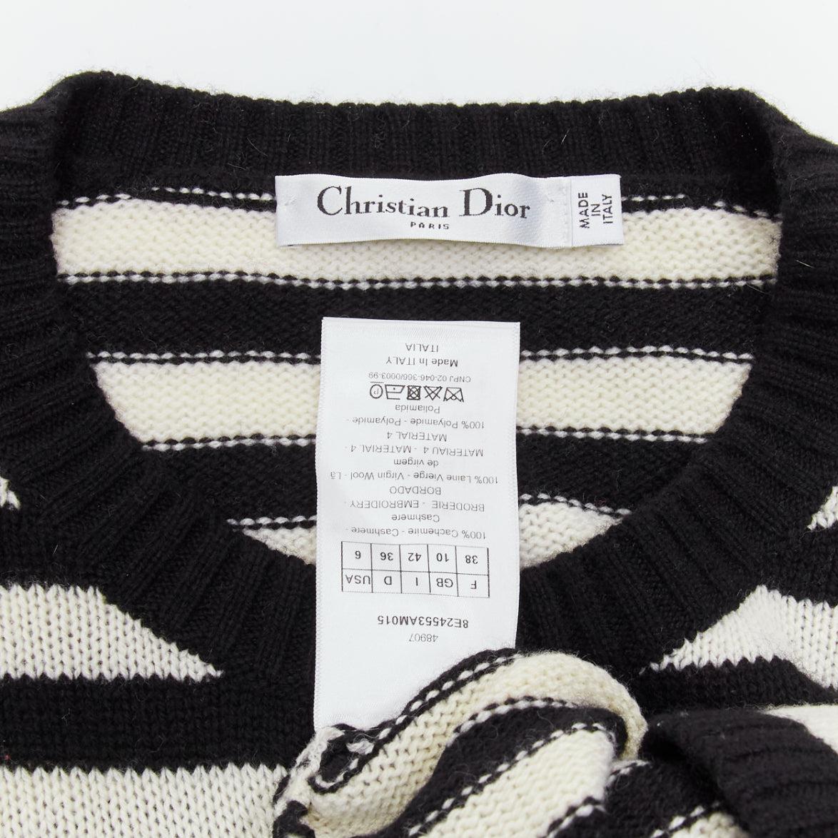 DIOR 2023 Runway 100% Kaschmir schwarz weiß grün Dinosaurier Pullover FR38 M im Angebot 3