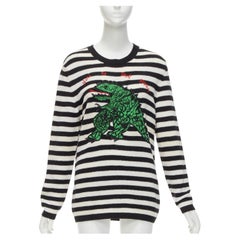 DIOR 2023 Runway 100% Kaschmir schwarz weiß grün Dinosaurier Pullover FR38 M