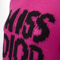 DIOR 2024 Runway Miss Dior magenta pink black logo cashmere silk sweater FR34 XS