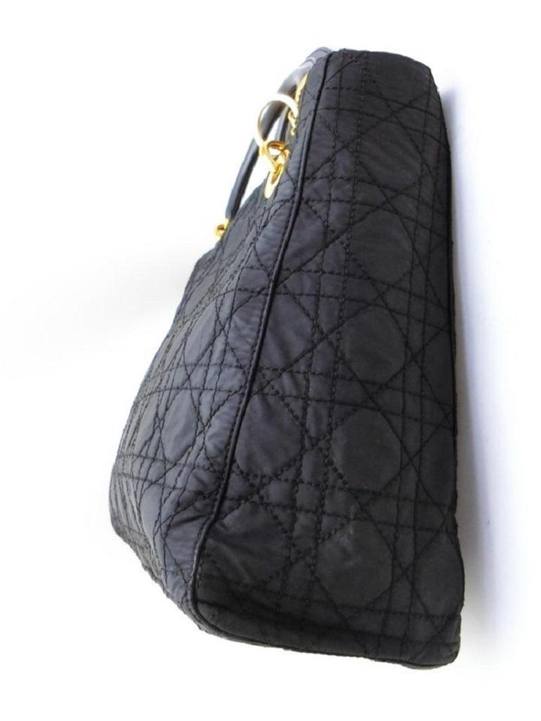Dior 2way Cannage Quilted Lady Tote 233784 Black Nylon Shoulder Bag 2