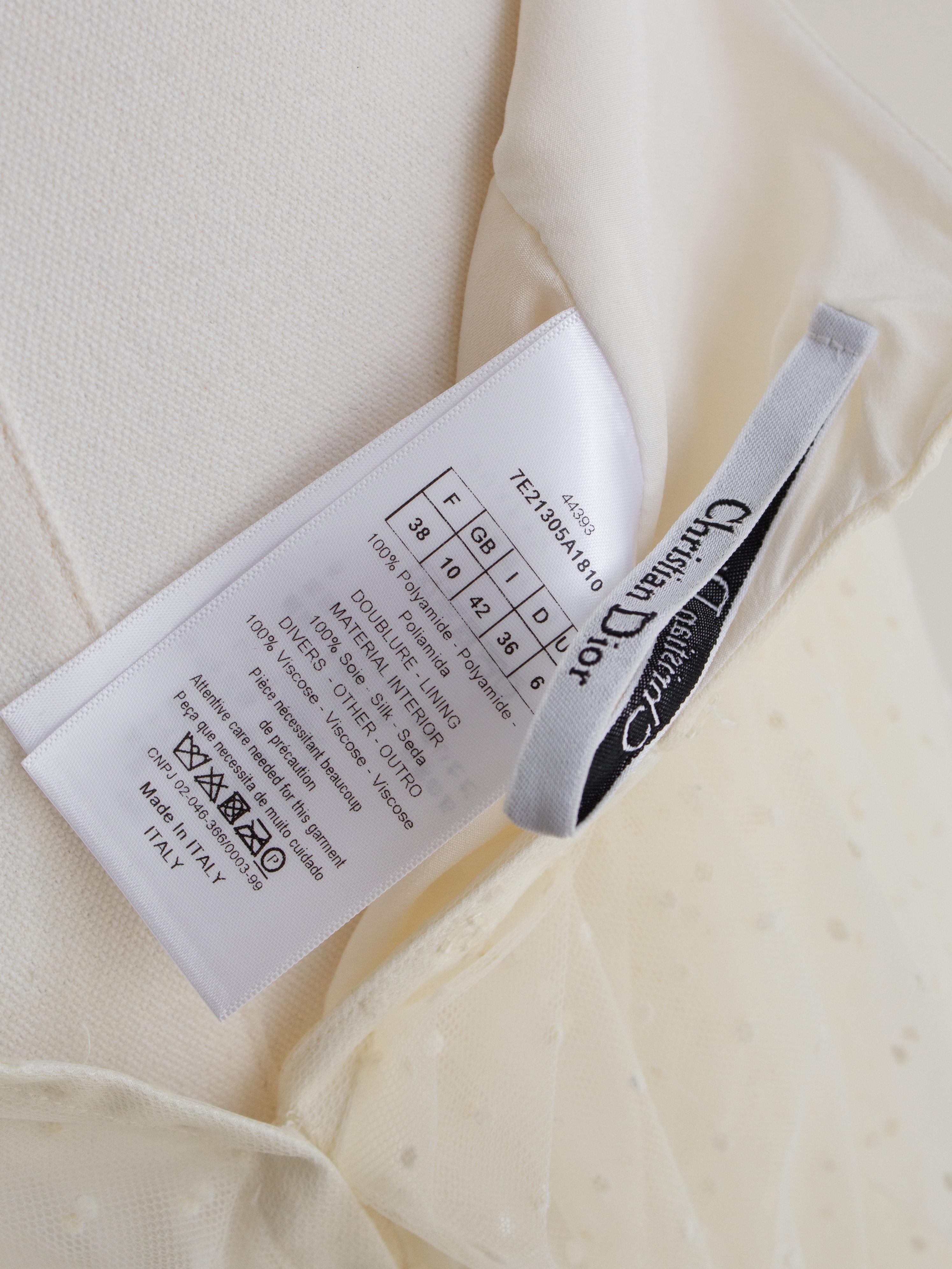 Dior 30 Montaigne Bar Jacke Off-White Ecru Plumetis Tulle Rock Set FR38 im Angebot 9