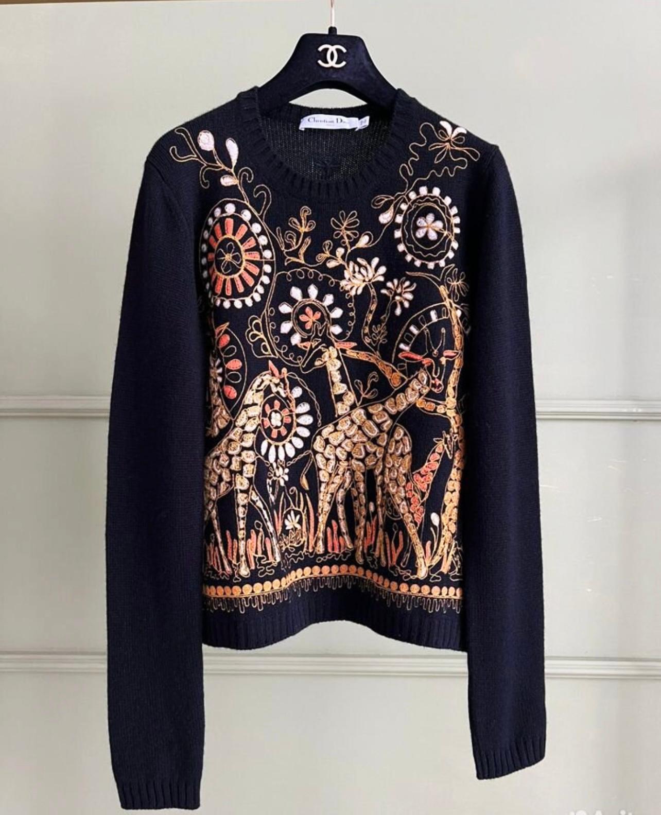 Dior 3K$ New Cashmere Embroidered Jumper In Excellent Condition In Dubai, AE