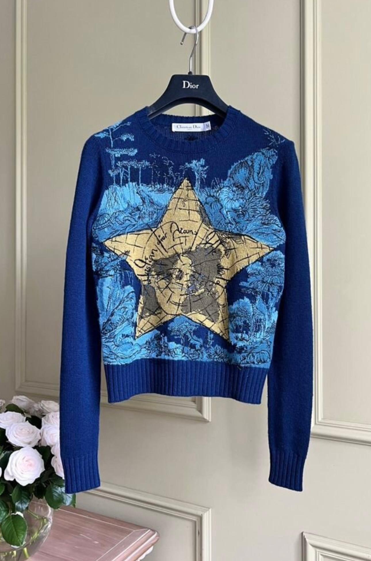 Dior 3K$ New Embroidered Cashmere Jumper In New Condition In Dubai, AE