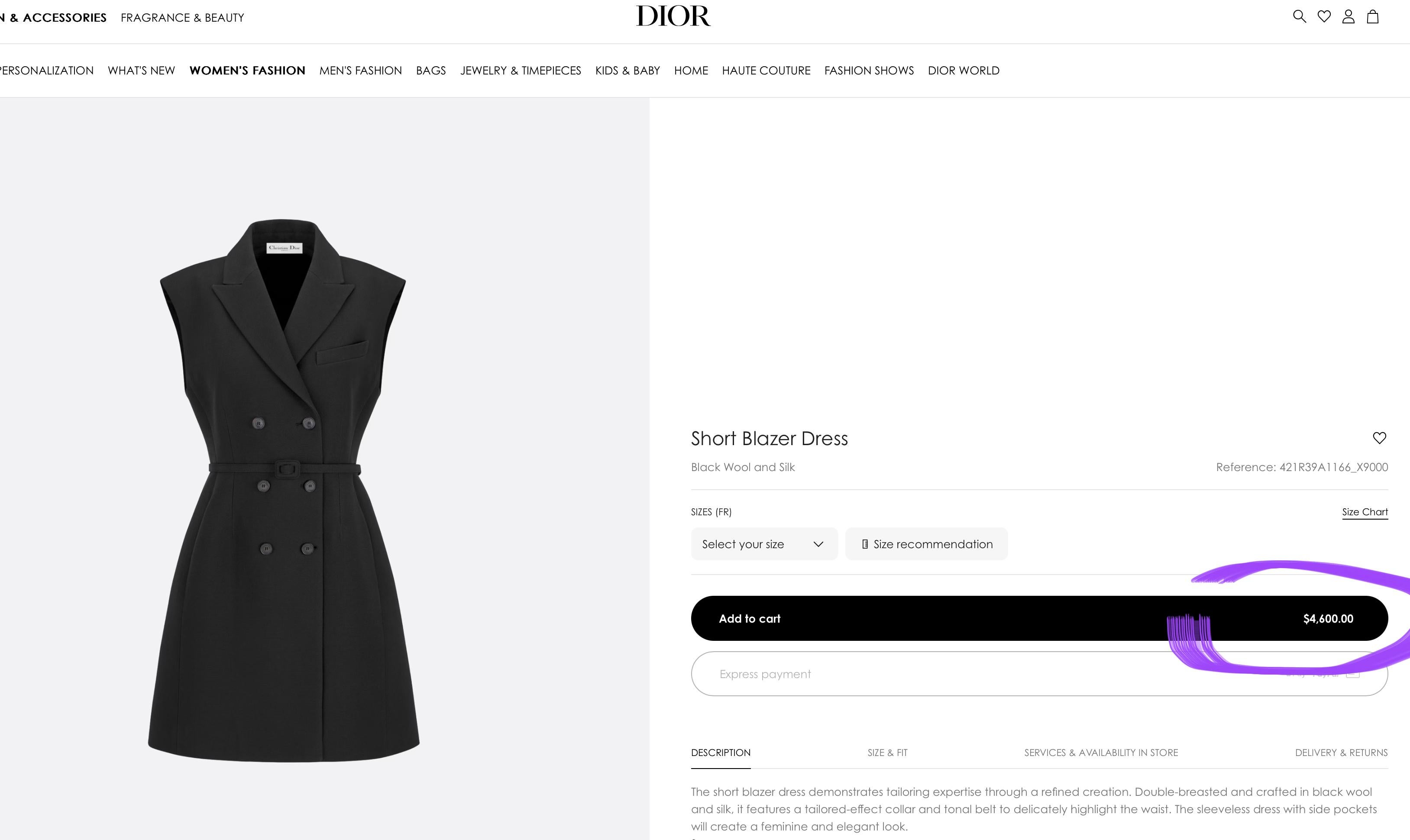 Dior 5K$ Iconic Dark Navy Double Breasted Dress 2