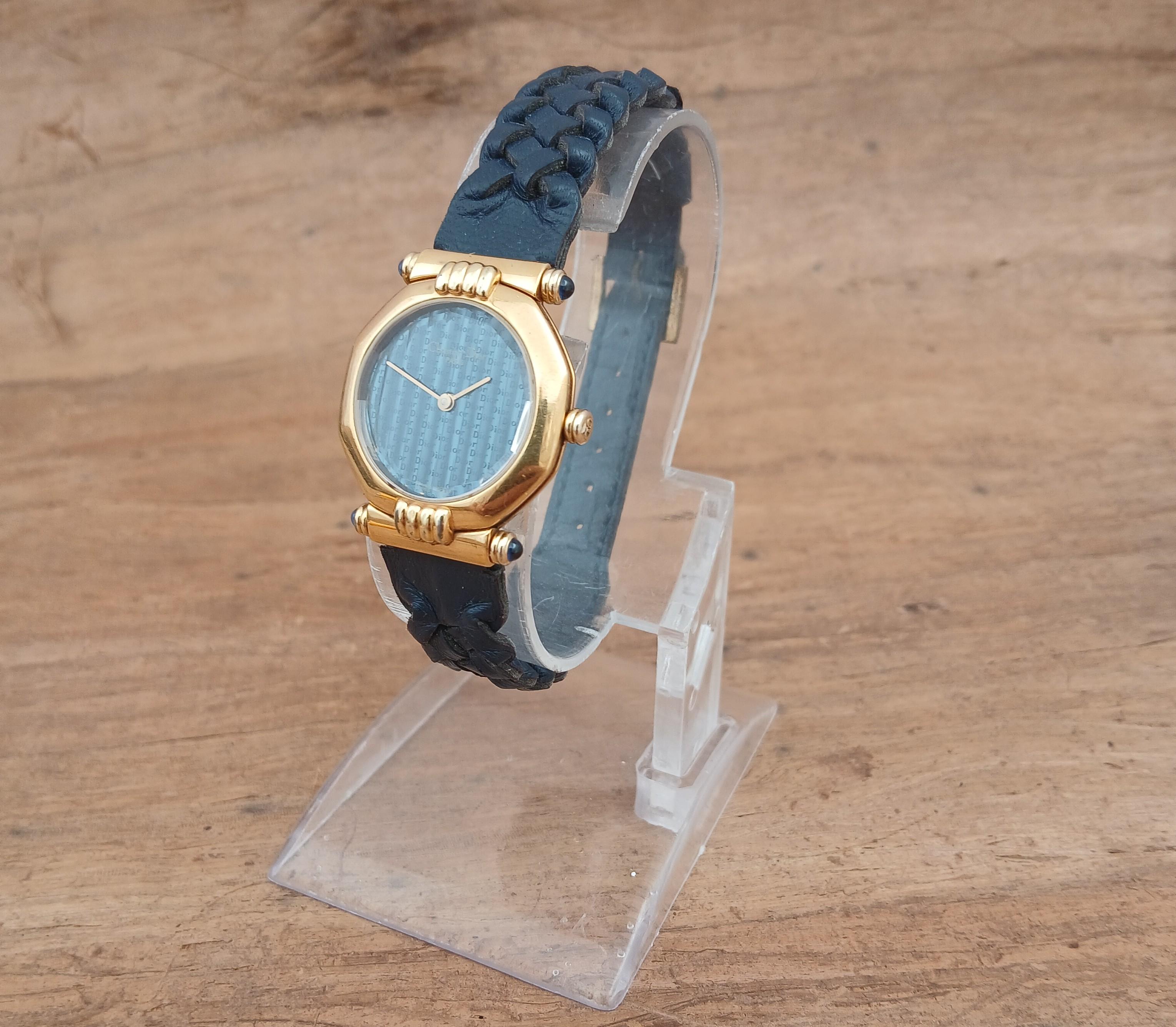 Reloj Dior 64151 Oro Azul Marino Octógono Mujer en venta 11