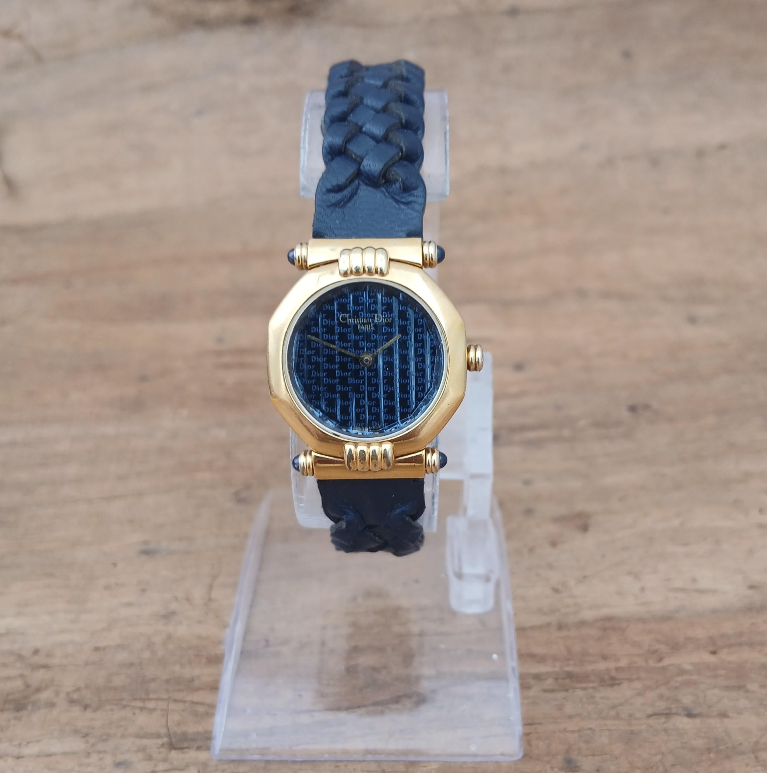 Reloj Dior 64151 Oro Azul Marino Octógono Mujer en venta 2