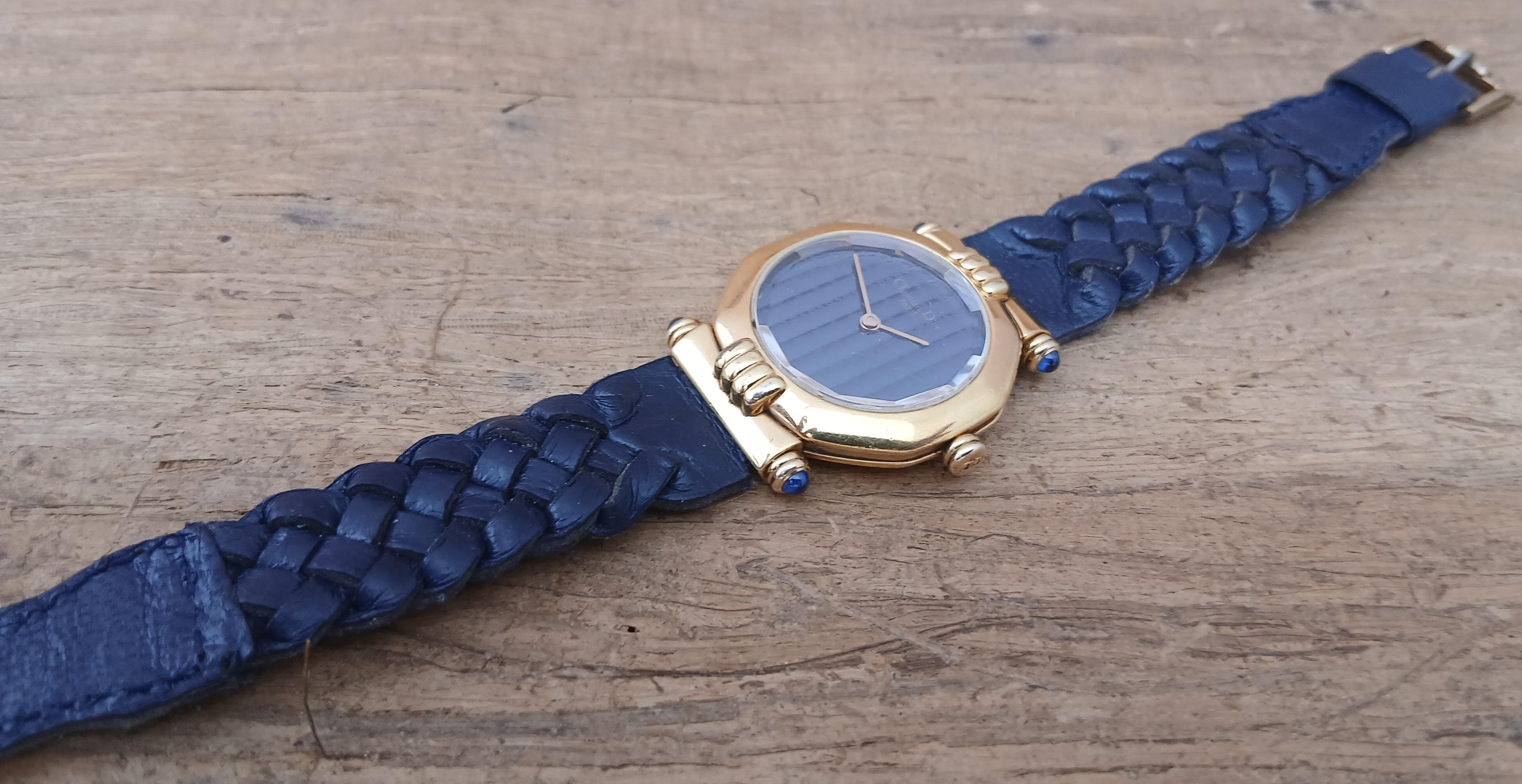 Reloj Dior 64151 Oro Azul Marino Octógono Mujer en venta 4