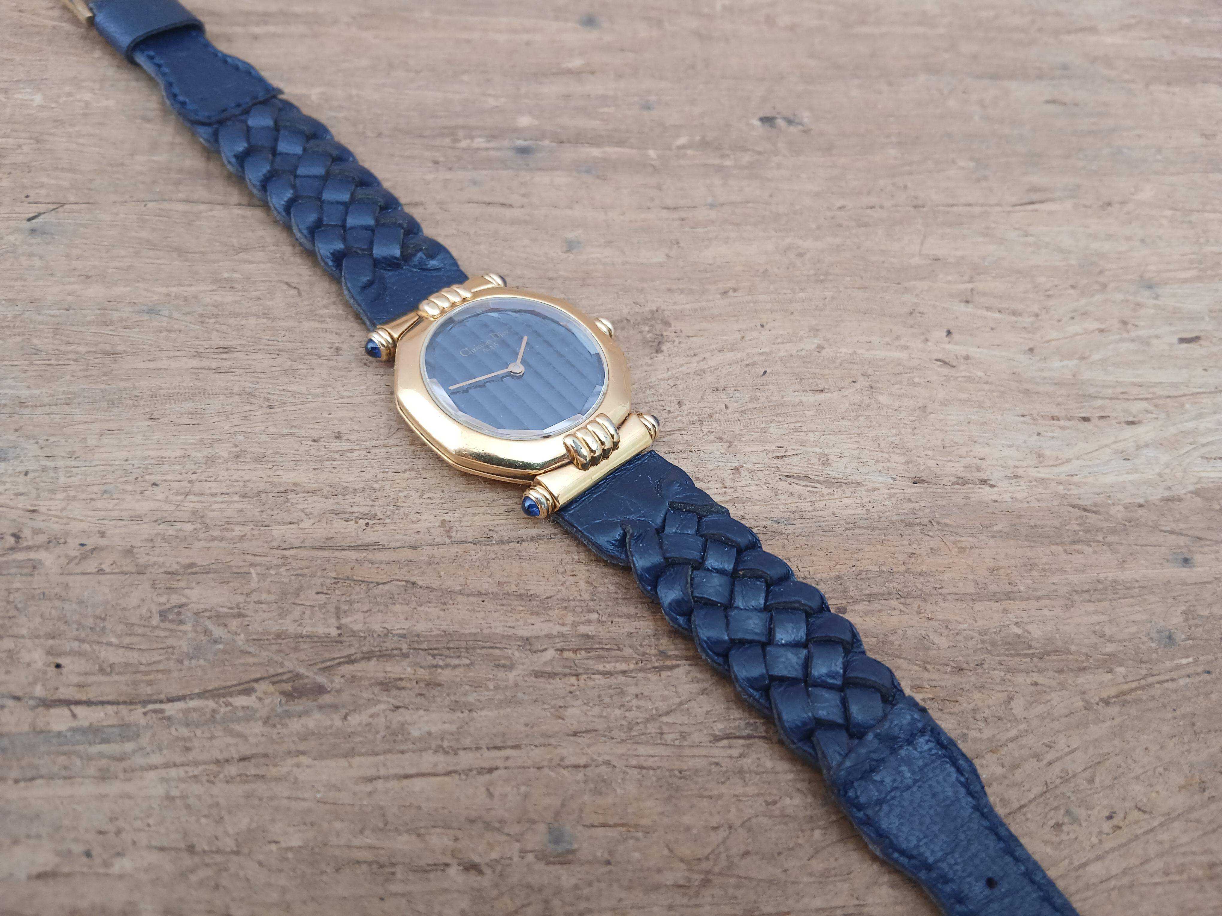 Reloj Dior 64151 Oro Azul Marino Octógono Mujer en venta 5