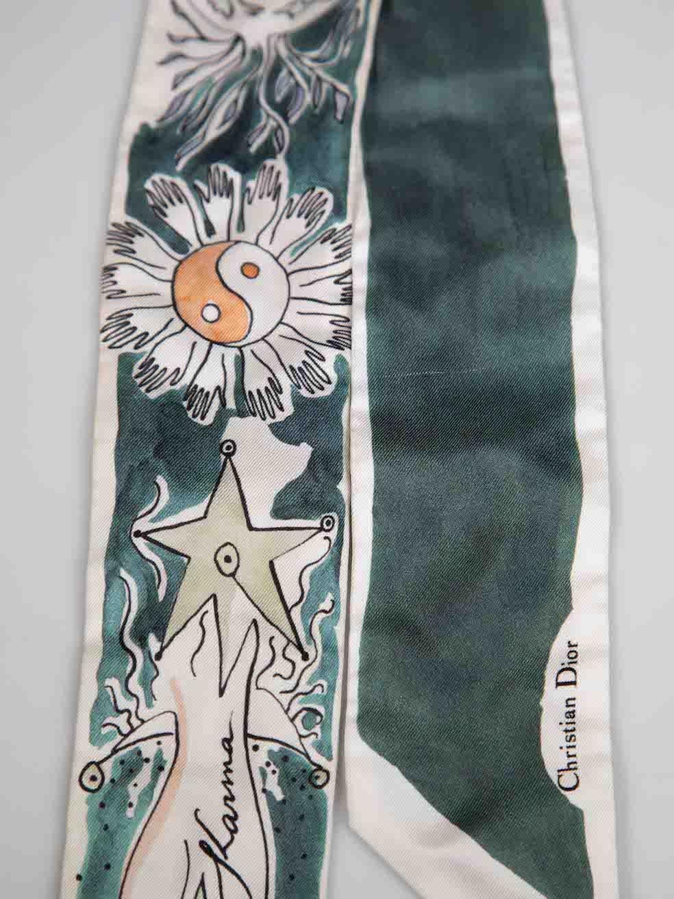 Gray Dior Abstract Printed Twilly Scarf