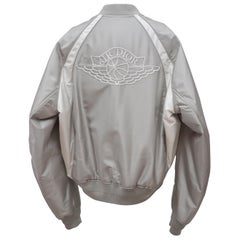 Dior Air  Grey Silver Silk Bomber Jacket Size 50  New With Tags 100% Authentic 