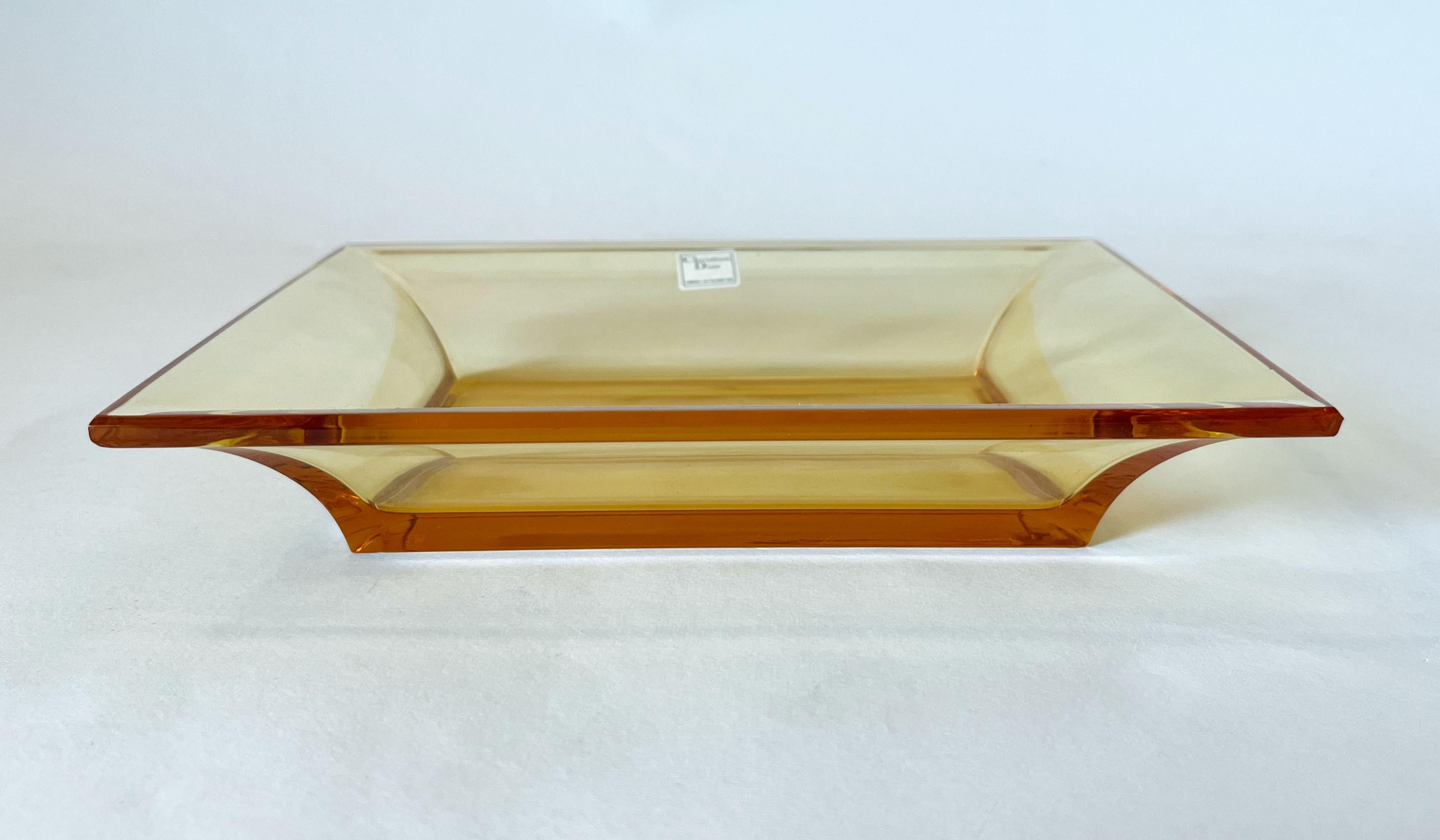 Christian Dior Amber Rectangular Glass Vide Poche Change Tray or Ashtray For Sale 1